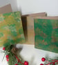 Christmas Gelli Printed Art Greeting Cards Set One Off Holly - Image 1