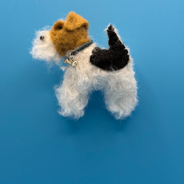 Wire Haired Fox Terrier Dog Brooch Handmade 