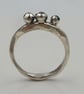 Sterling Silver Molten Ring, Pink Green Yellow CZ Gemstones - Size K