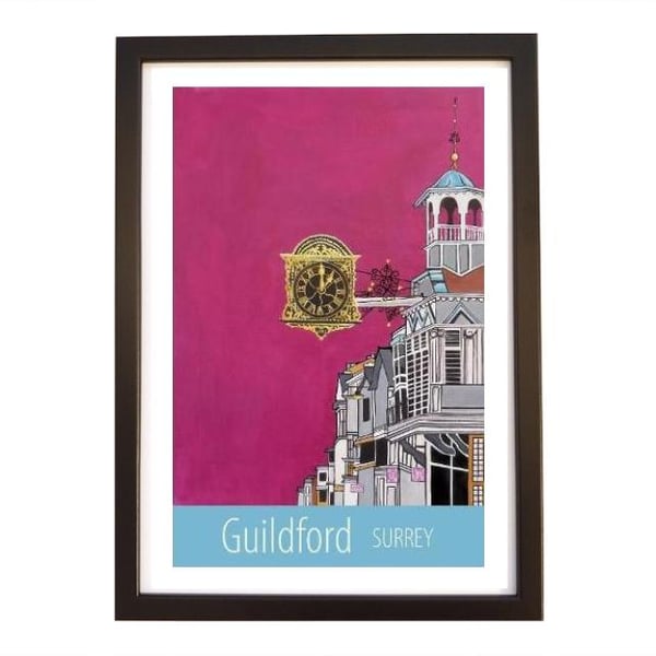 Guildford Surrey travel poster print by Susie West