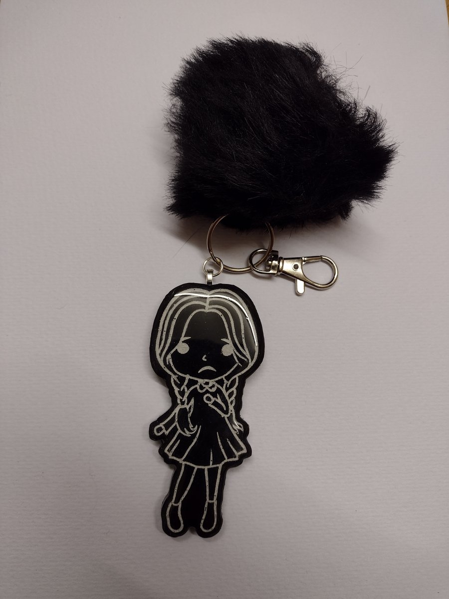 Black 'Child of Woe' (large) with PomPom Keychain or Bag charm