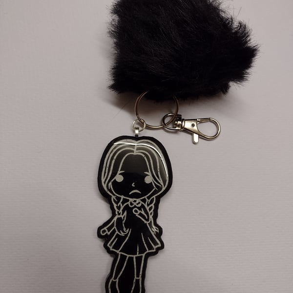 Black 'Child of Woe' (large) with PomPom Keychain or Bag charm