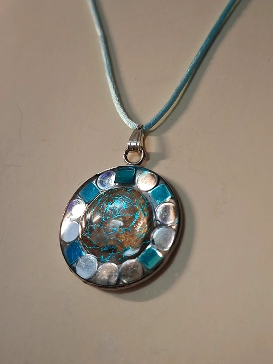 Turquoise Blue Hand Made Resin Crafted Pendant 