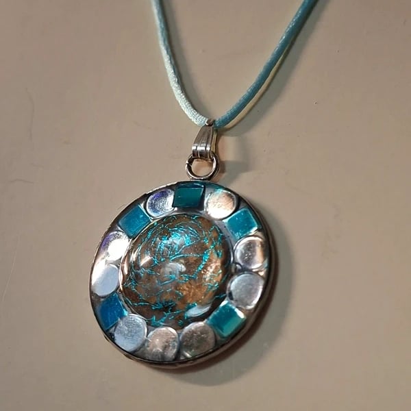 Turquoise Blue Hand Made Resin Crafted Pendant 