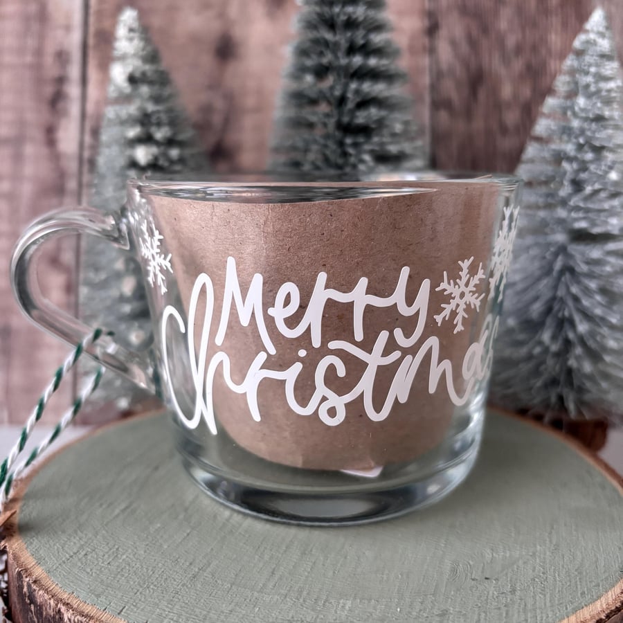Christmas Glass Mug: Hand-Lettered Holiday Coffee Cup