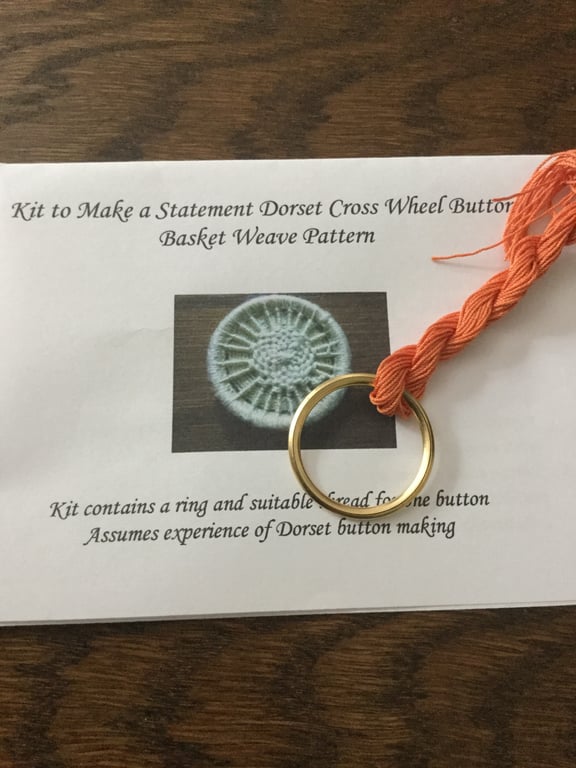 Kit to Make a Statement Dorset Button, Basket Weave Design, Orange 
