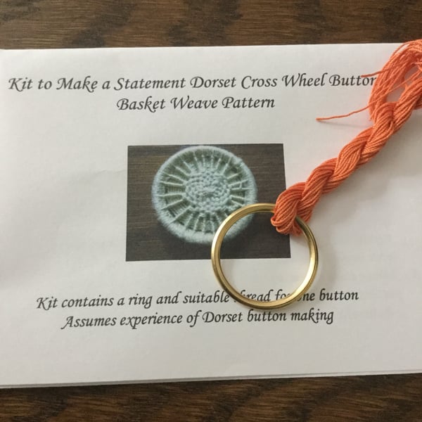 Kit to Make a Statement Dorset Button, Basket Weave Design, Orange 