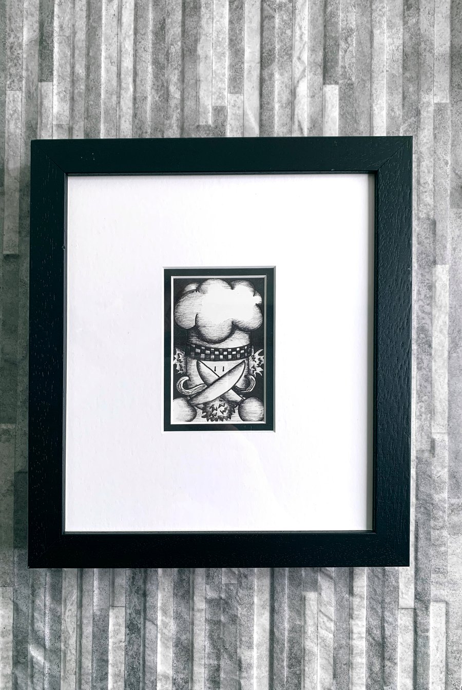 The chef Original mini framed illustration.
