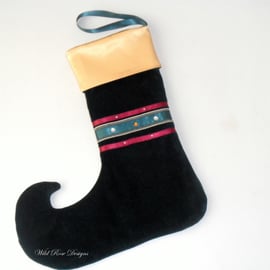   Christmas Stocking in dark green velvet