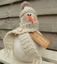 Handmade One of a Kind Primitive Snowman Decoration Free Standing - Image 2