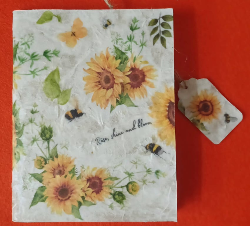 A6 Notebook Sunflower and Bee Collage