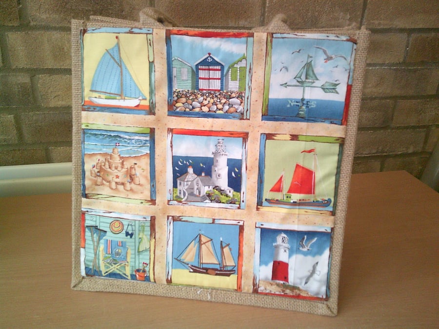Seaside Theme Medium Jute Bag