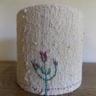 Herringbone weave silk-blend lampshade with tulip hand embroidery