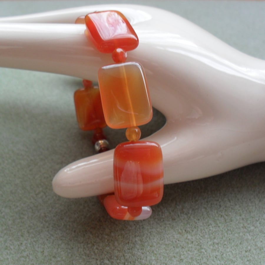 Orange Agate Stretch Bracelet 