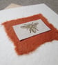 Bee Fabric Card in Gold and Rust, blank inside - Image 1