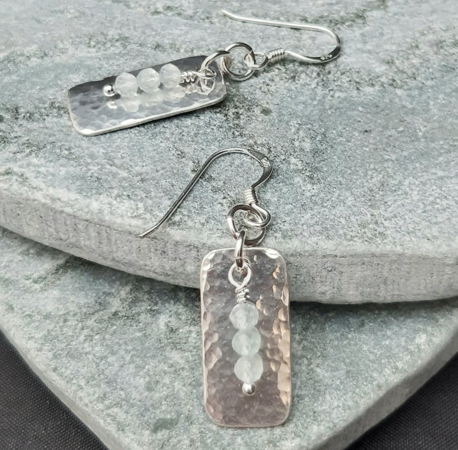 Sterling Silver Drop Earrings With Aquamarine 