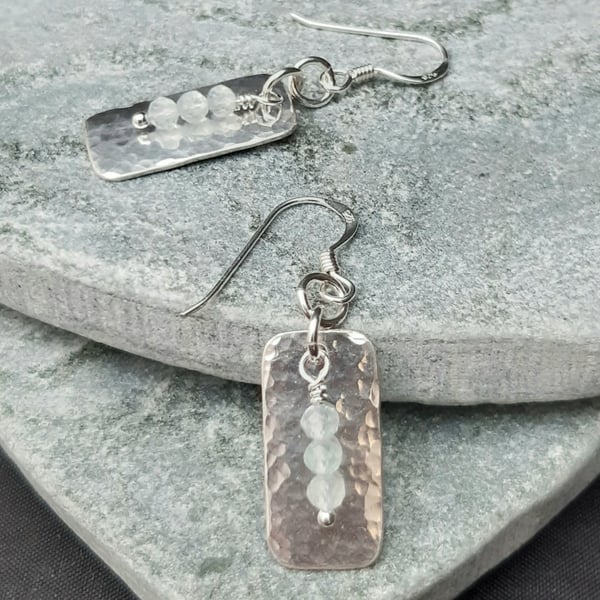 Sterling Silver Drop Earrings With Aquamarine 