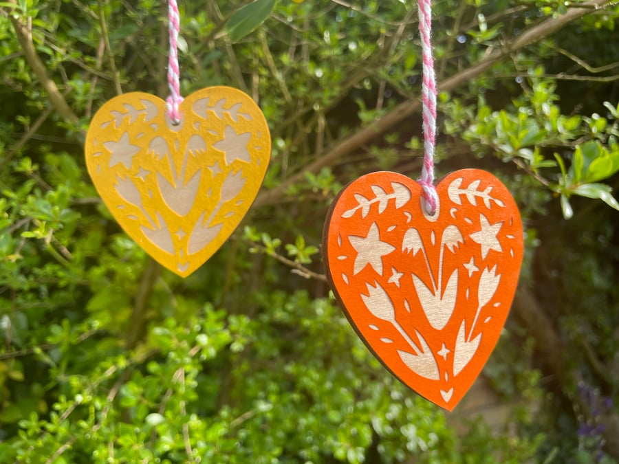 Springtime floral heart decoration or gift tag