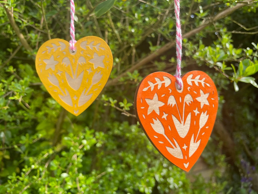 Springtime floral heart decoration or gift tag