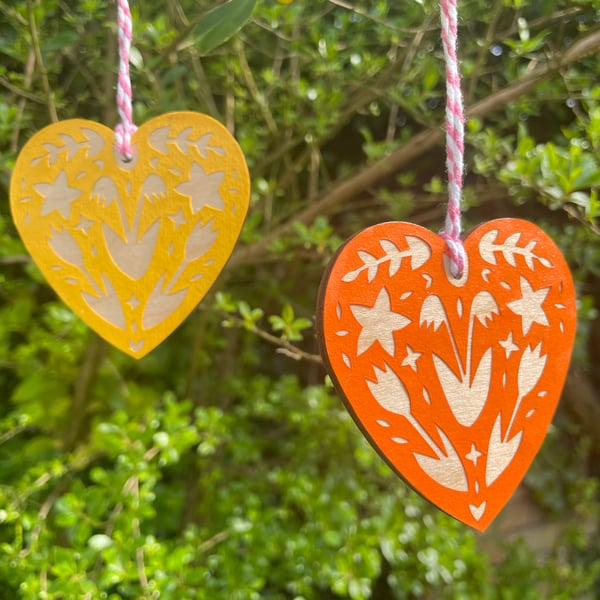 Springtime floral heart decoration or gift tag