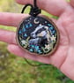 Hand-Painted Badger Wood Slice Magic Amulet Pendant Unique Wearable Wildlife Art