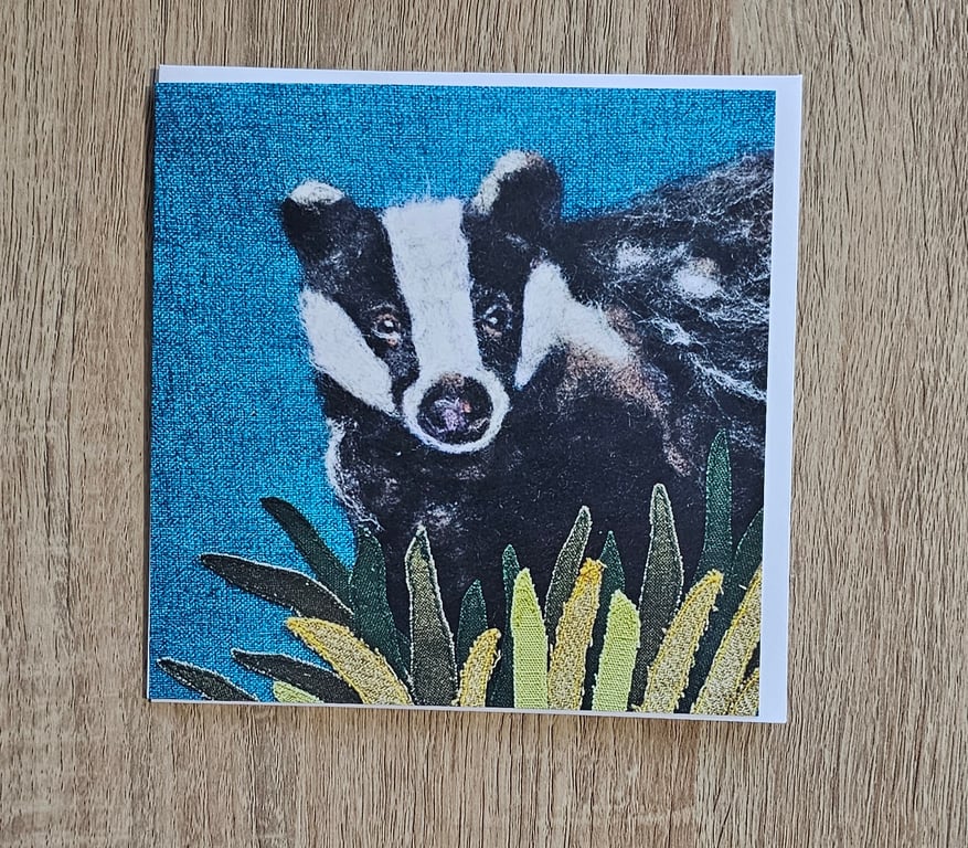 Felted Badger Greeting Card 6x6 inch 