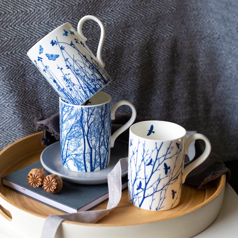 Set of 8 Large Fine China Mugs, Gift for tea lover, Birthday gift 