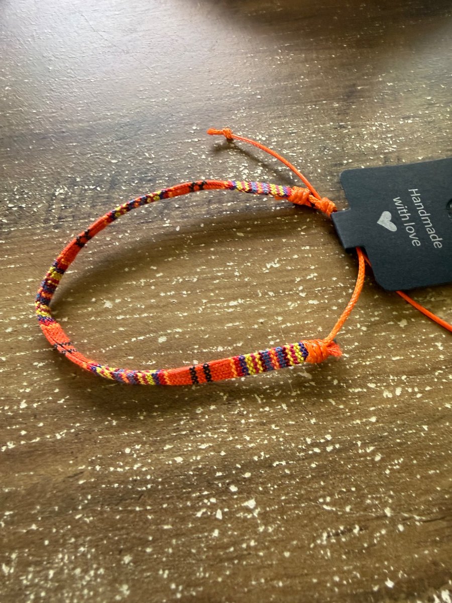 Handmade Orange Multicolor Woven Adjustable Bracelet
