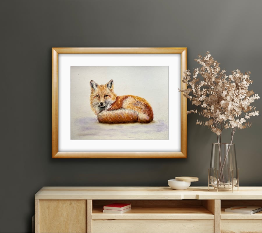 A handsome red fox fine art print, wildlife art, animal print, fox art