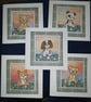 Quirky art handrawn set of 5 beautiful handmade whimsical cute dogs blank cards - Image 1