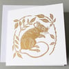 Pack of two gold mouse linoprint cards