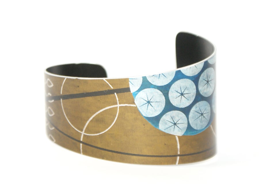 Hand printed seed head bracelet - dark mustard