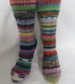 Hand-cranked Frankensox Knitted Ribbed Wool Socks Size 4 to 5