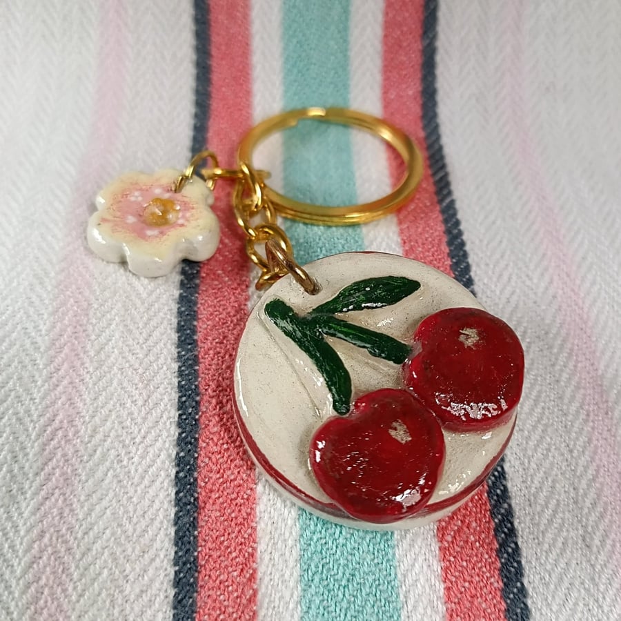 Cherry keyring or bag charm 
