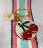 Sweet cherry keyring or bag charm 