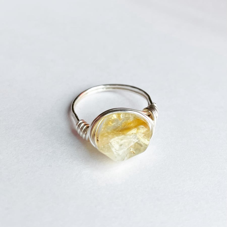 Citrine wire wrapped ring