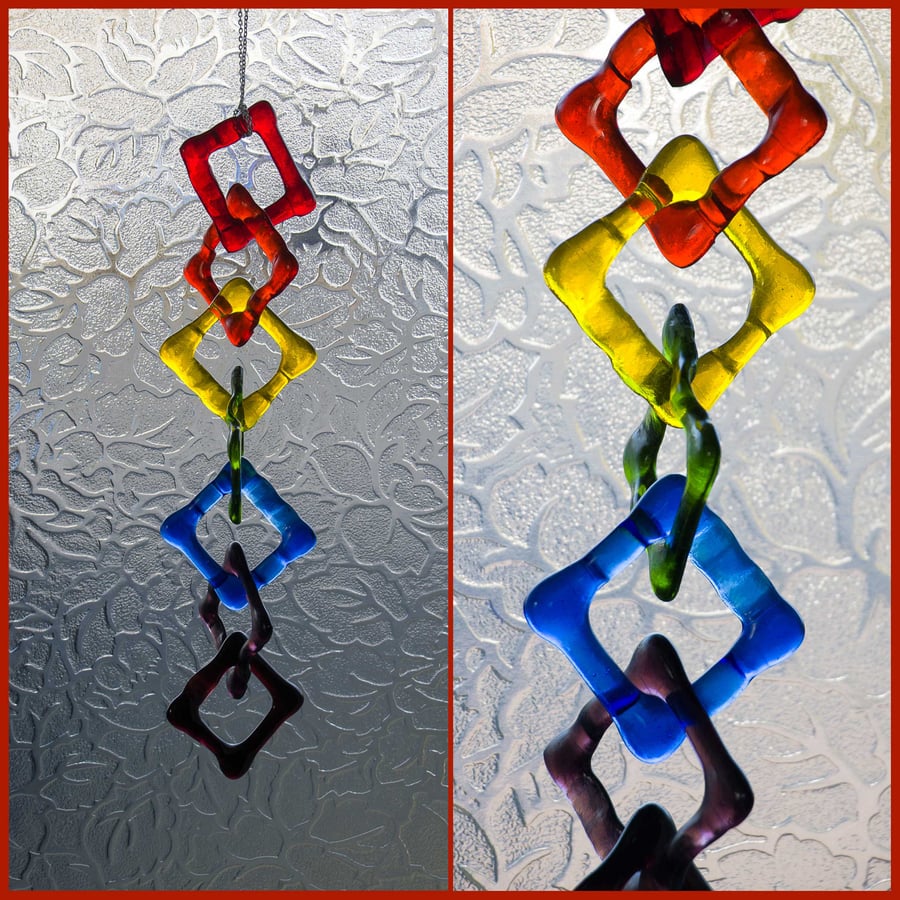 Rainbow Coloured Fused Glass Chain - 6181