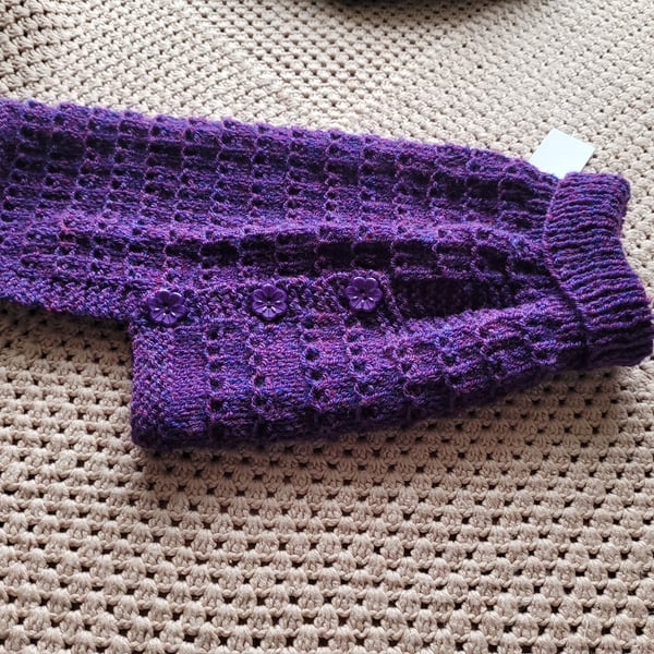 Hand knitted  purple dog coat 