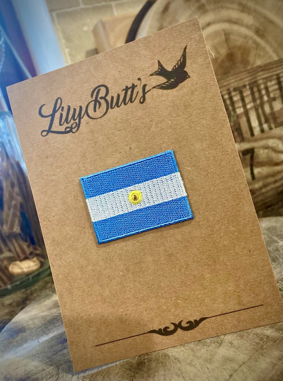 Argentina Flag- Embroidered Iron on Patch