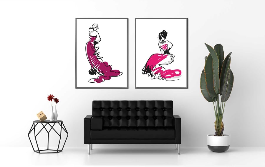 Female fashion silhouette print, fashion wall decor, fashion gift