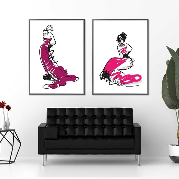 Female fashion silhouette print, fashion wall decor, fashion gift