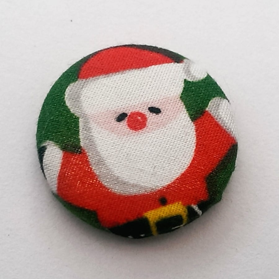  SALE Christmas Father Christmas Fabric Badge (Green)