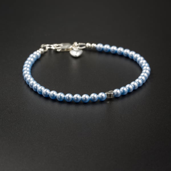 Bracelet with Swarovski pearl beads and sterling silver, pearl jewellery