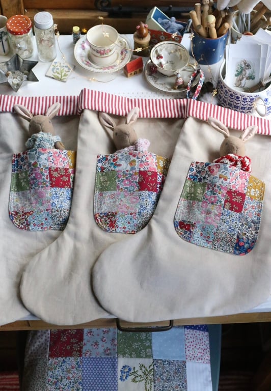 2 Liberty Patchwork Christmas Stockings