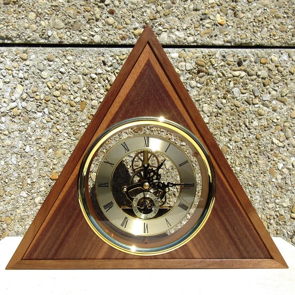 Triangular Skeleton Clock with Quartz Movement - Handmade