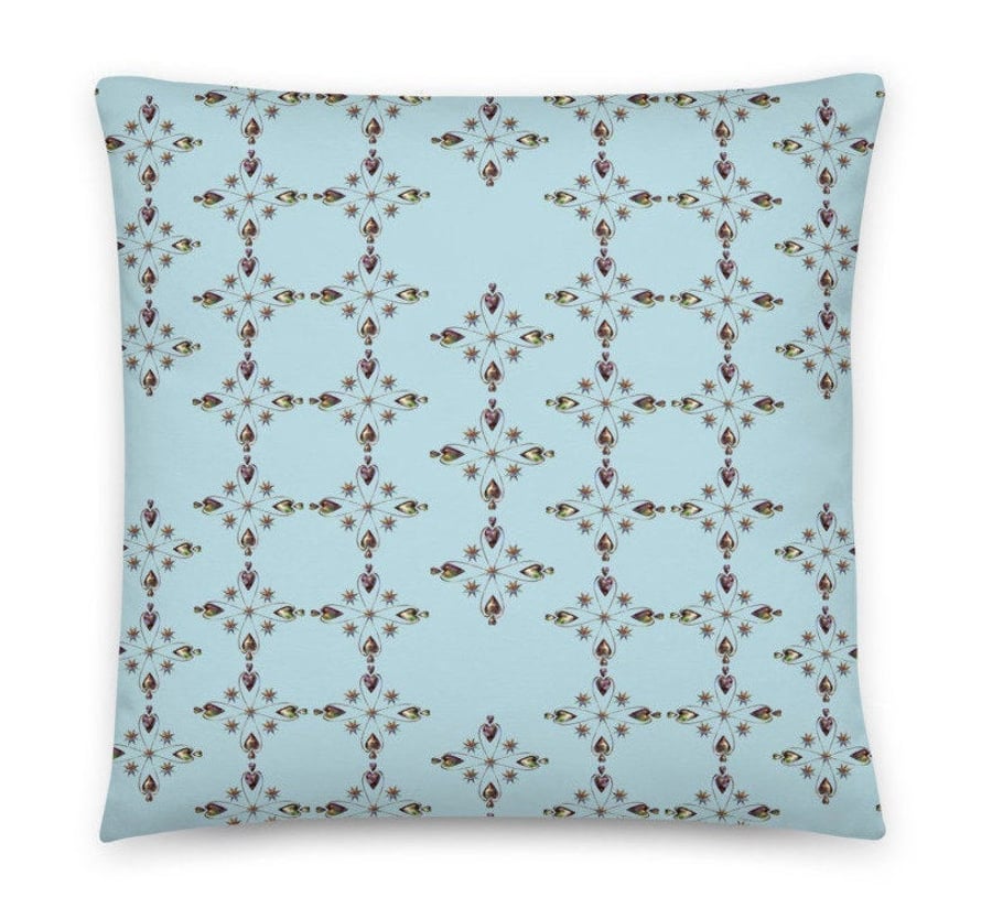 1CUSHION - FAUX SUEDE VEGAN or POLY LINEN. HELIUM HEARTS BLUE Pillow