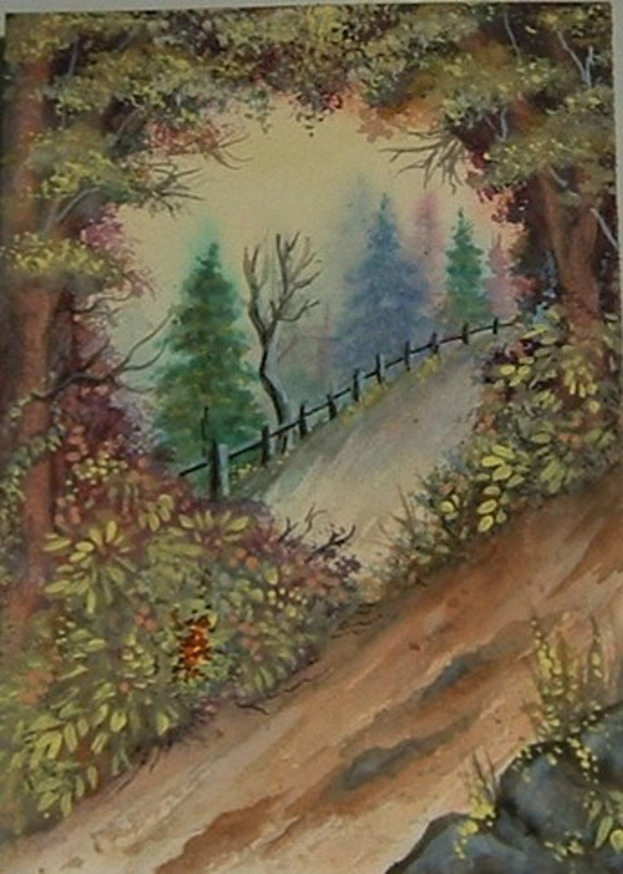 original watercolour autumn landscape art ( ref F 557)