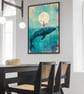Girl Riding Blue Whale Wall Art, Moonlit Ocean Fantasy Poster (Digital Download) - Image 2