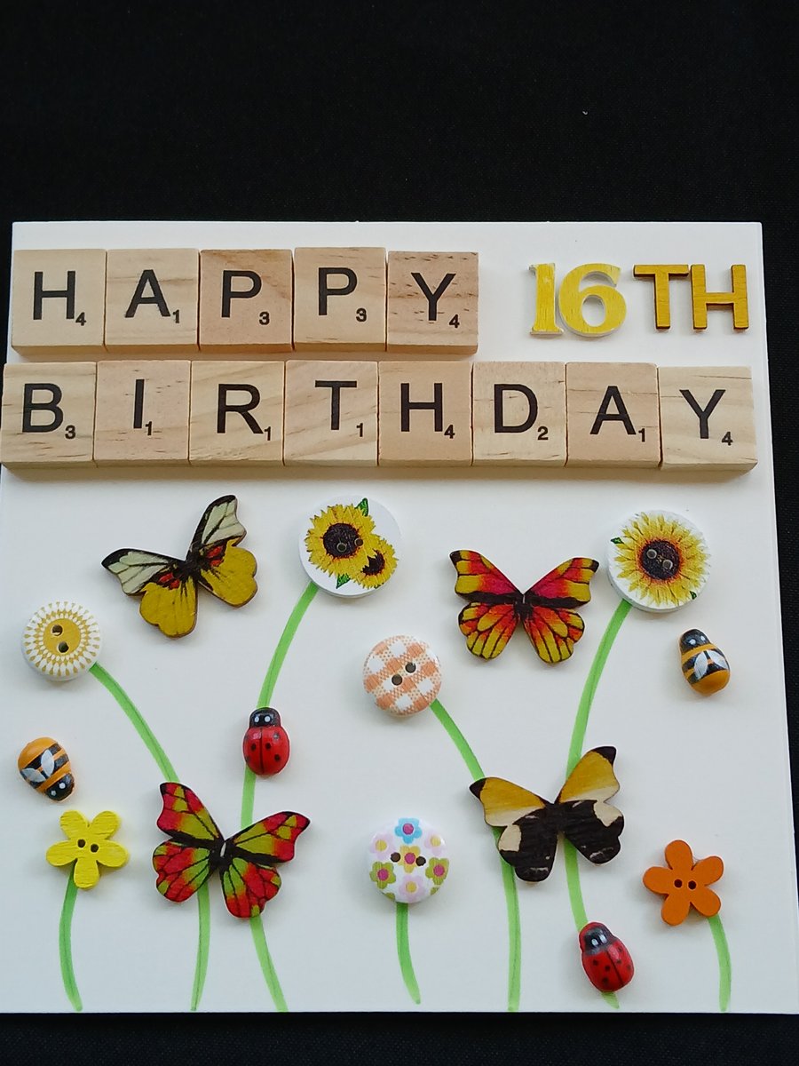 Handmade 16th birthday card 