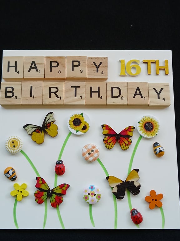 Handmade 16th birthday card 